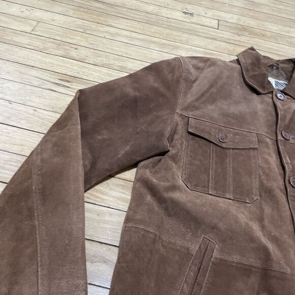 NEUTRAL TERRITORY Parka Leather Jacket Men M Brown Western Cowboy Button Coat 46 - Picture 15 of 16